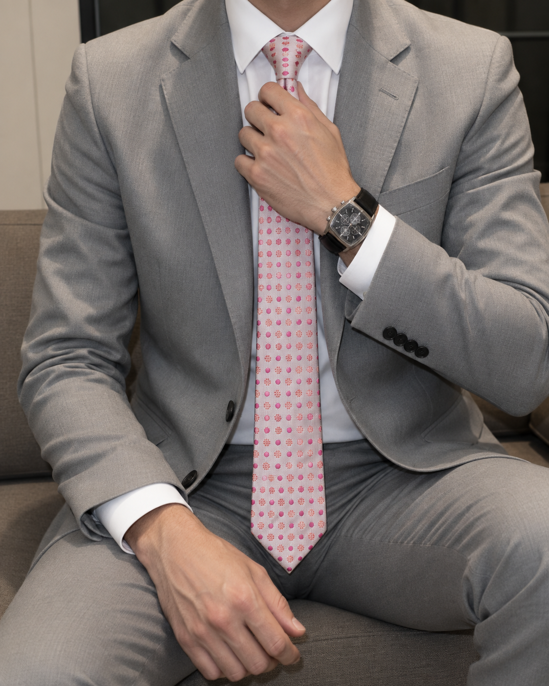 Pink Doted Pattern Tie
