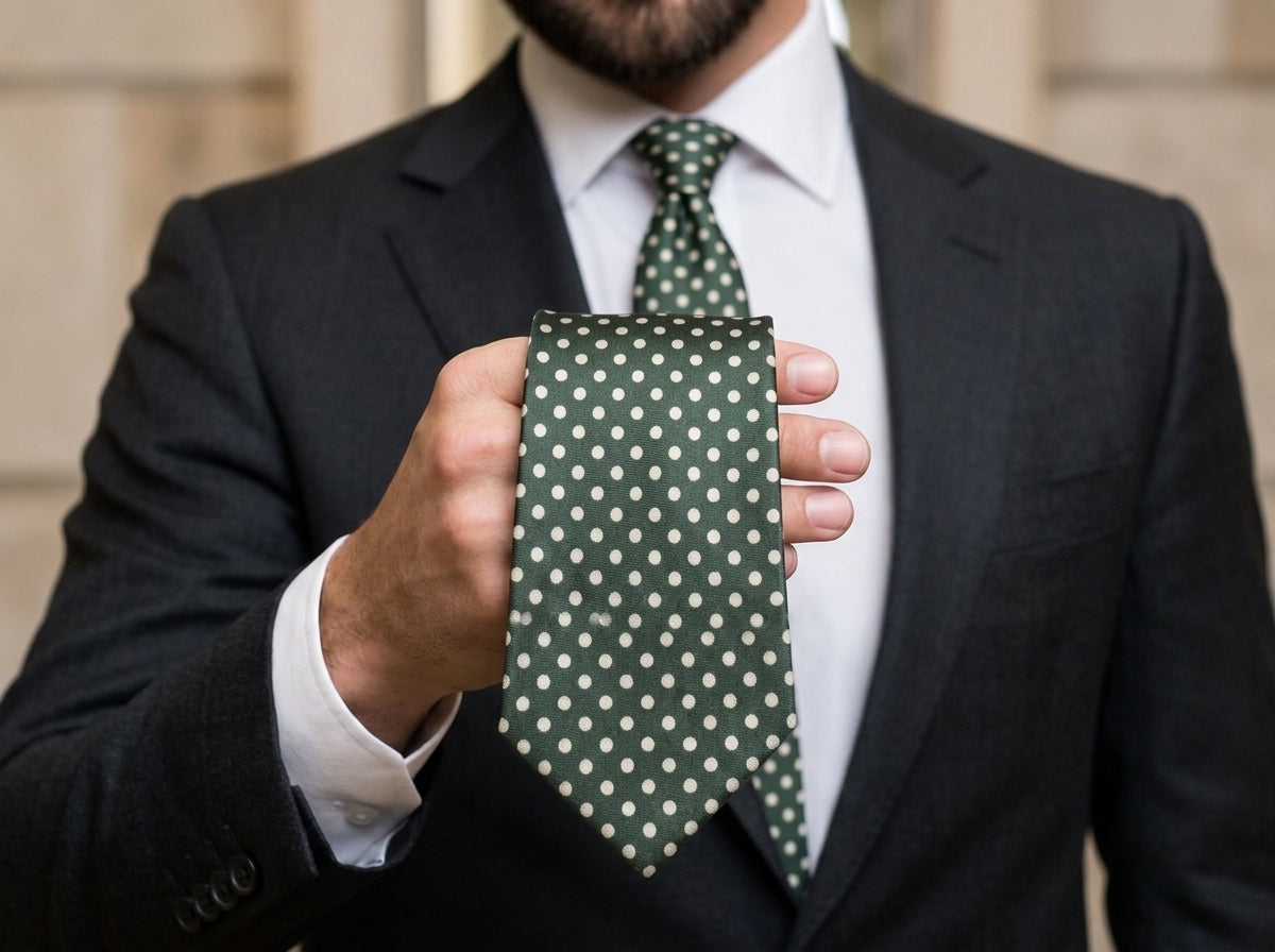 Black mini polka doted Printed Tie
