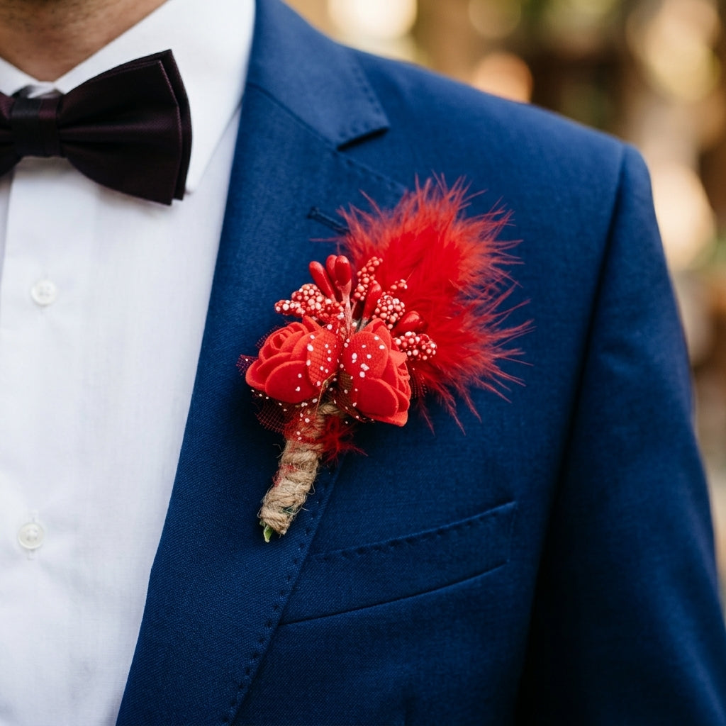 Red Floral Lapel Pin