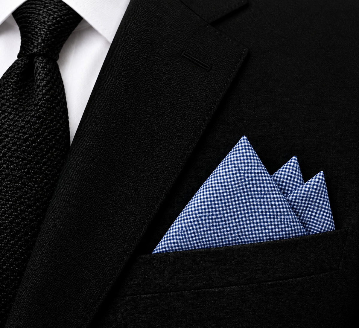 Blue Gingham- Premium Silk Pocket Square
