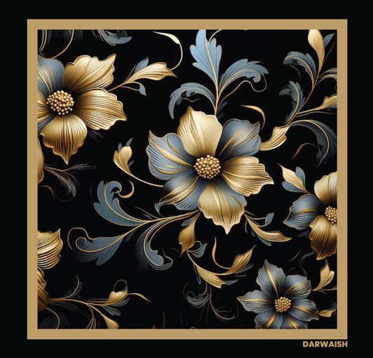 Midnight Baroque Bloom- Premium Silk Pocket Square