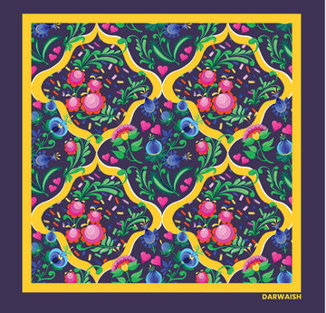 Royal Indigo Lattice- Premium Silk Pocket Square