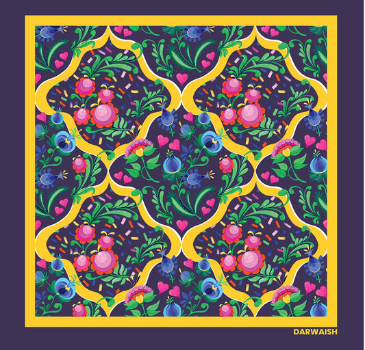 Royal Indigo Lattice- Premium Silk Pocket Square