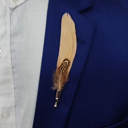 Brown feather pin