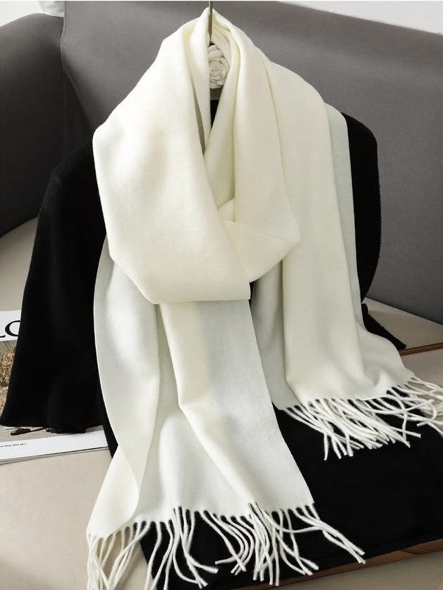 white Wool Blended Muffler*