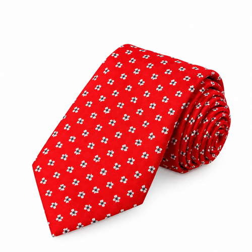Red Floral Printed Tie