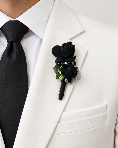 Black Floral Pin