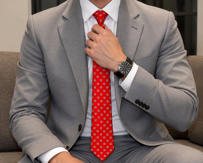 Red Floral Printed Tie