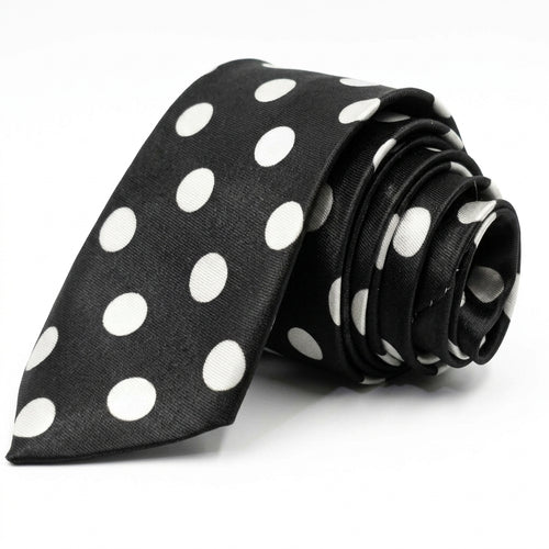 Black polka doted Printed Tie