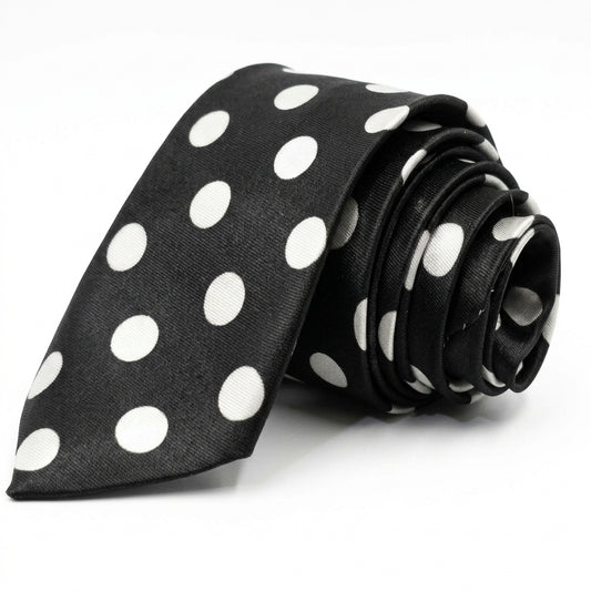 Black polka doted Printed Tie