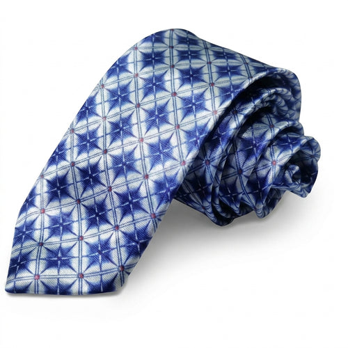 Blue Geometric Printed Tie