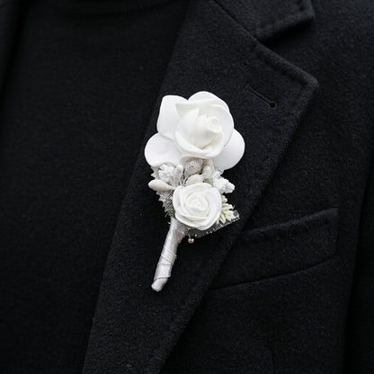 White Floral Lapel Pin