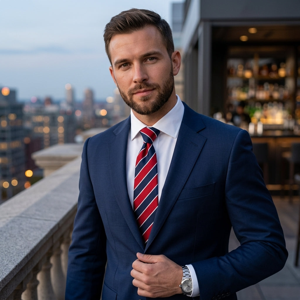 Blue and red striped Tie