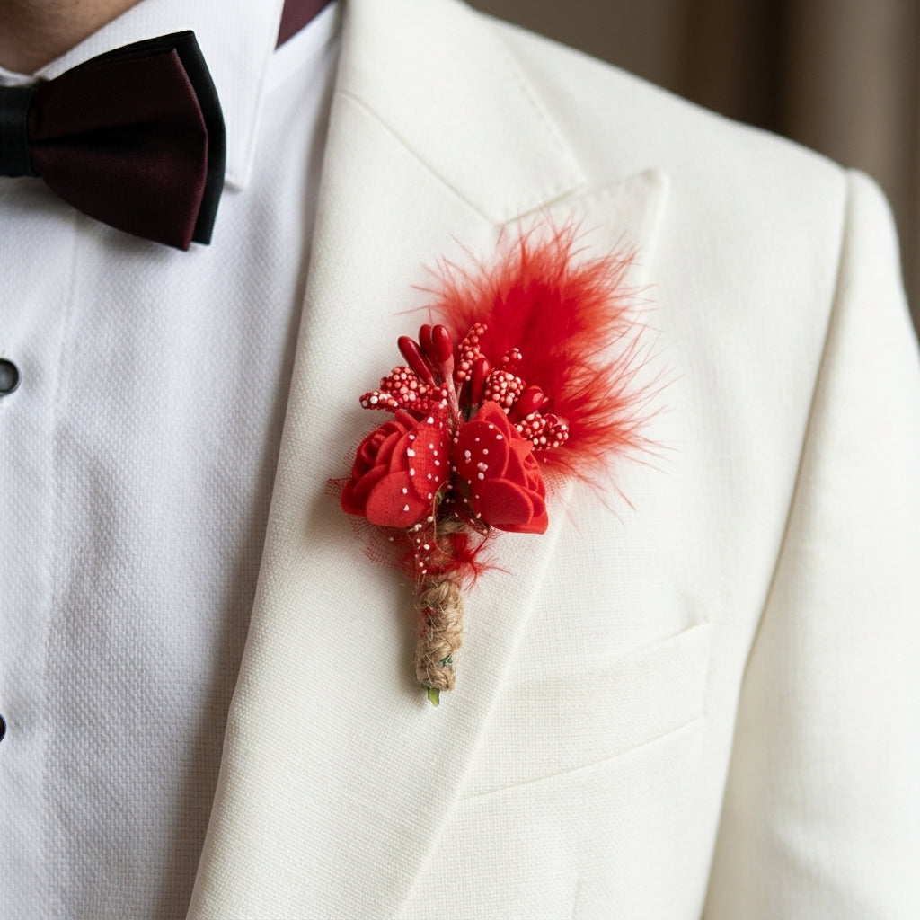 Red Floral Lapel Pin