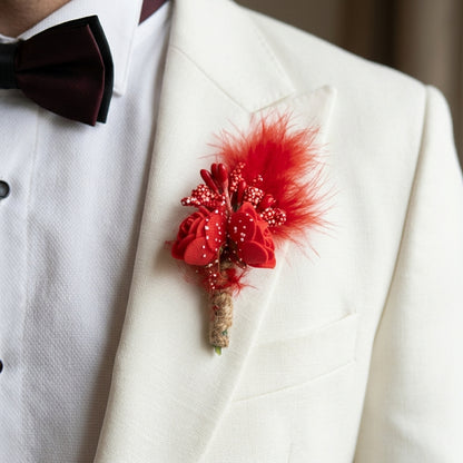 Red Floral Lapel Pin