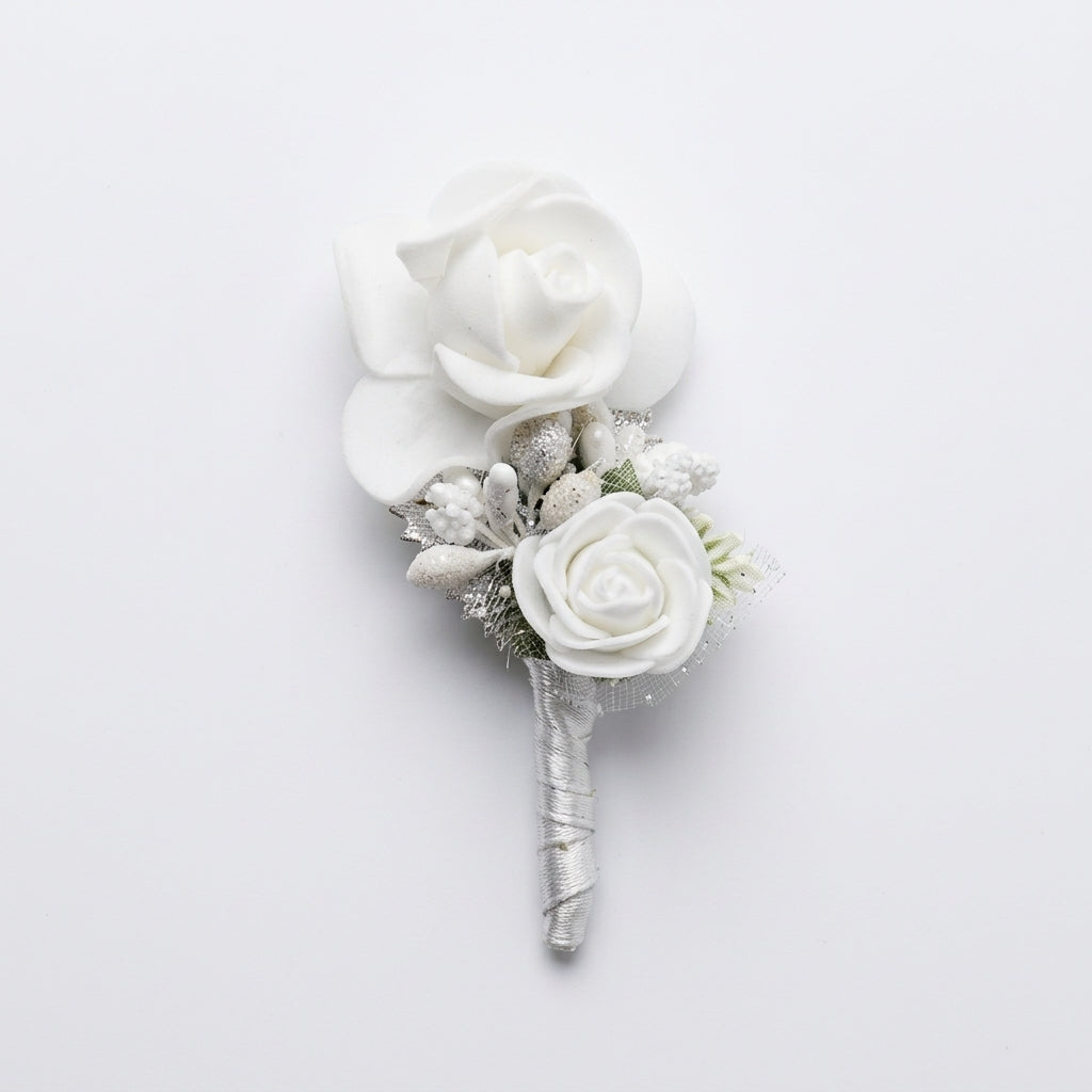 White Floral Lapel Pin