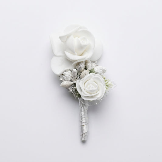 White Floral Lapel Pin