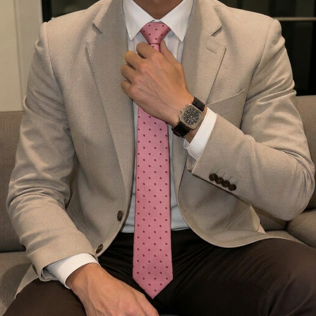 Pink Doted Pattern Tie
