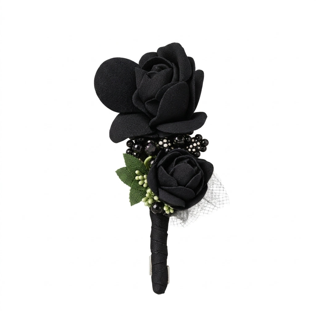 Black Floral Pin