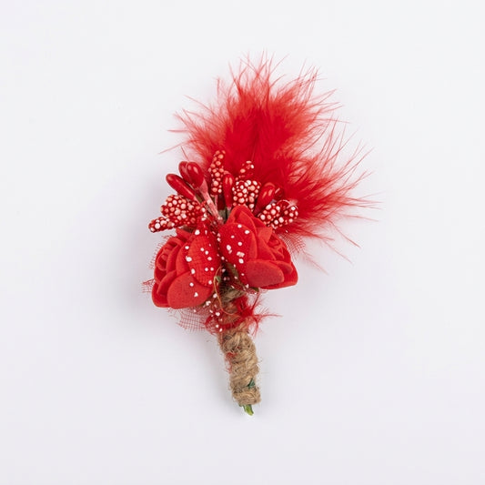 Red Floral Lapel Pin