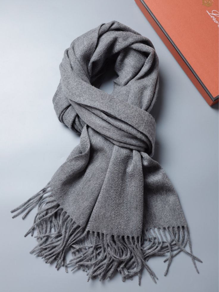 Grey Wool Blended Muffler