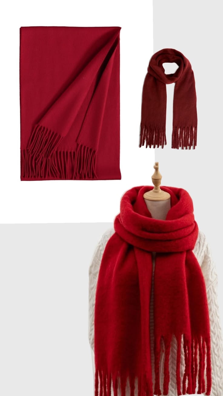 Red Wool Blended Muffler