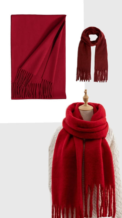 Red Wool Blended Muffler