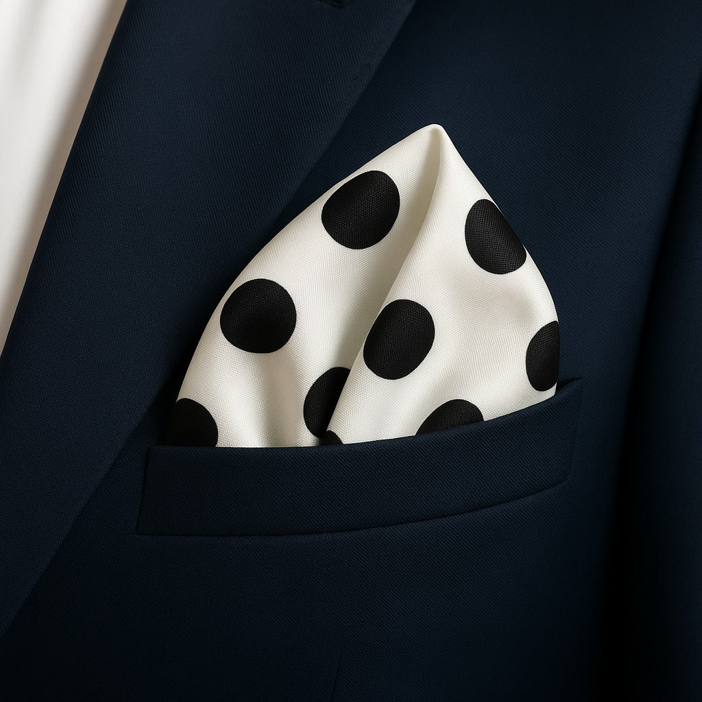 White Polka Dot- Premium Silk Pocket Square