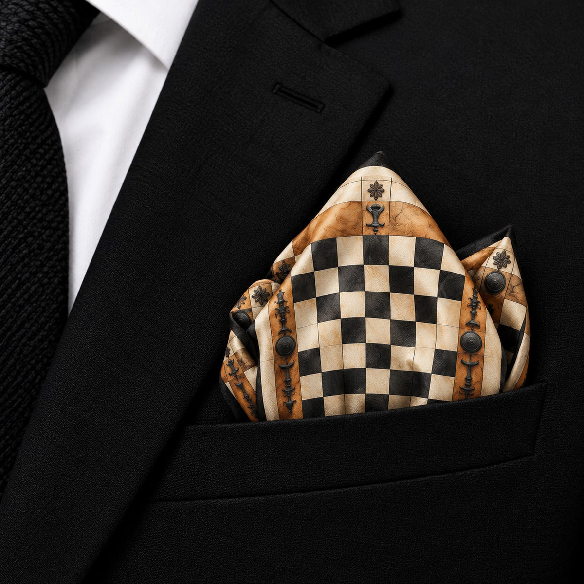 King's Gambit-Premium Silk Pocket Square