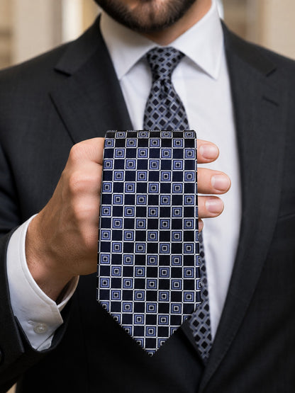 Navy Geometric Tie