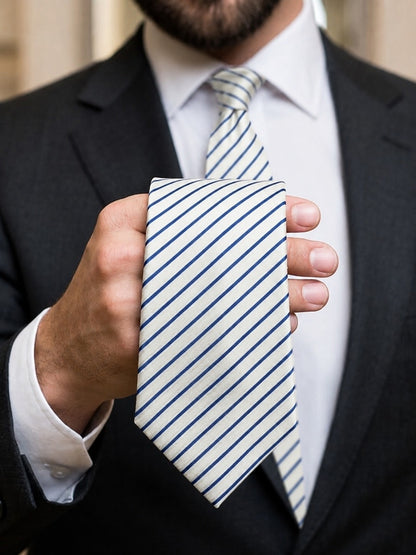 Navy Stripe Printed Tie