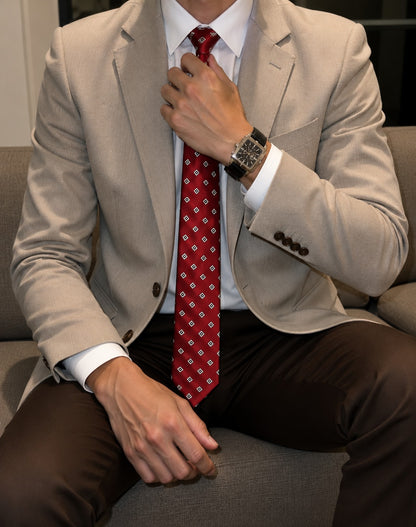 Red Geometric Printed Tie