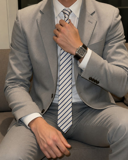 Navy Stripe Printed Tie